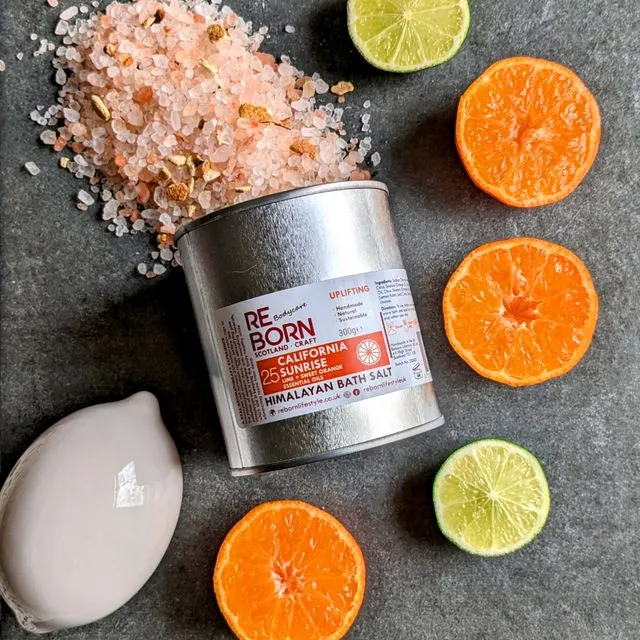 REBORN Orange & Lime Pink Himalayan Bath Salt (Tin)