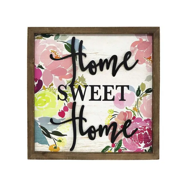 Wood Framed Home Sweet Home Wall Sign Plaque