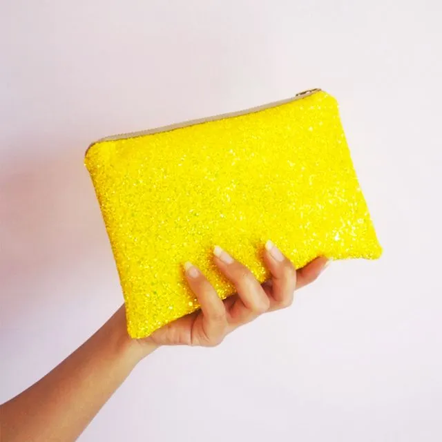 Yellow Glitter Makeup Bag