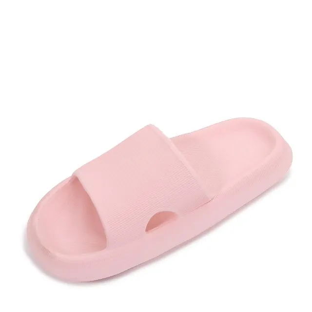 Solid Open Toe Rubber Slippers (Pink)