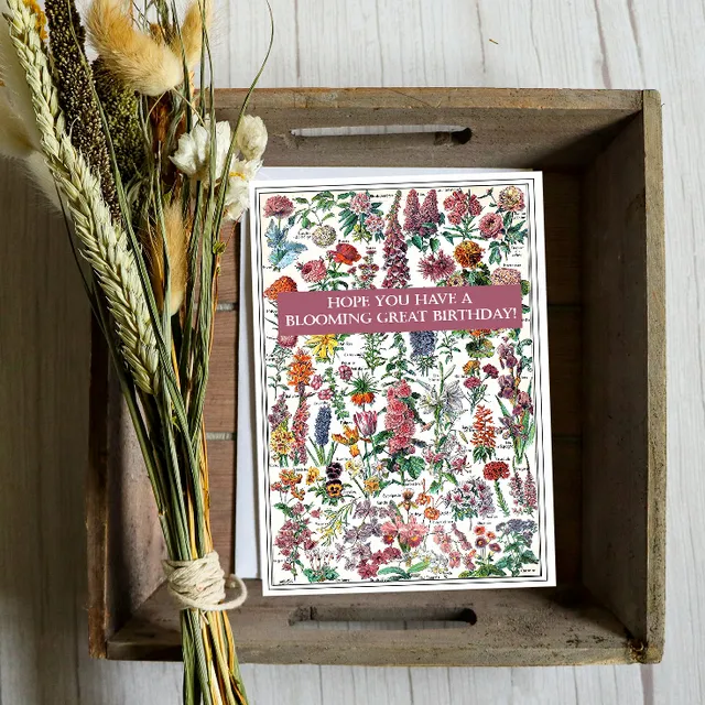 Vintage Blooming Birthday Card - A gift of wildflower seeds