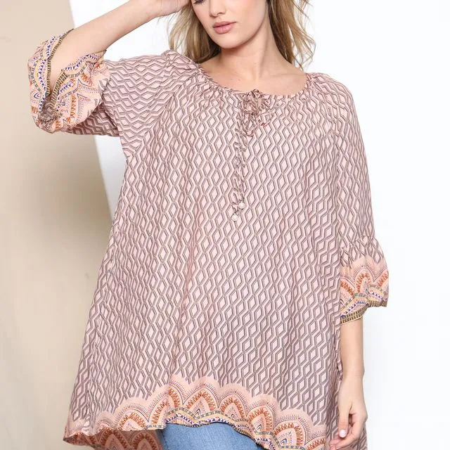 JC6069 - Pink Geometric pattern loose fit top (Pack of 2)