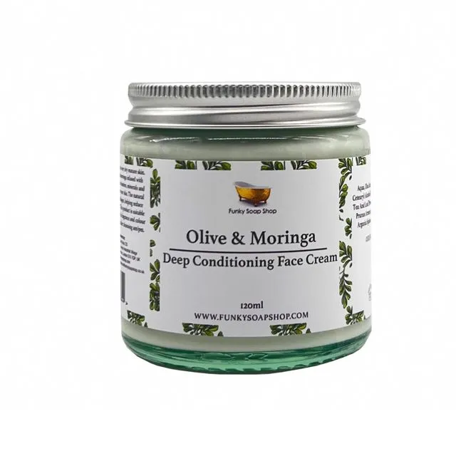 Olive & Moringa Deep Conditioning Cream For Dry And Mature Skin, 1 Glass Tub Of 120g