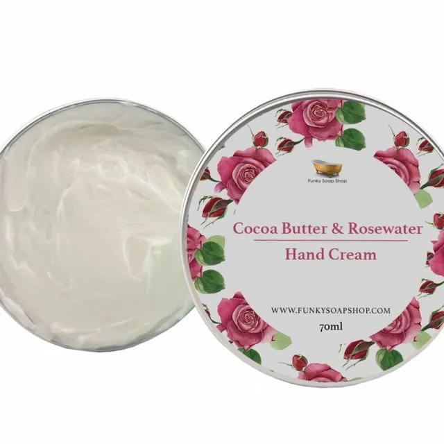 Hand Cream Cocoa Butter & Rosewater Hand Cream, 1 Tub Of 70g