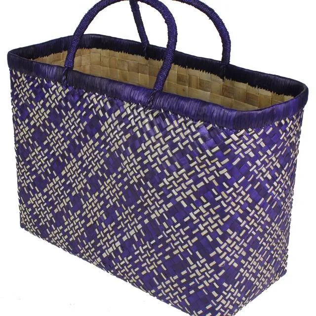 Handwoven Pandan Straw Handbag - Philippines - Purple