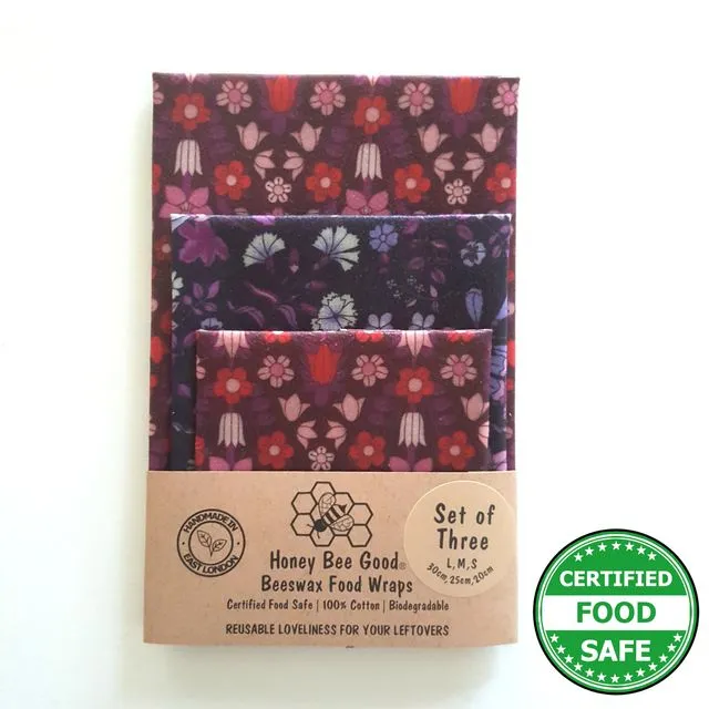 Made with Liberty Fabric 3 (L,M,S) Beeswax Wraps| Handmade in the UK | Hampstead