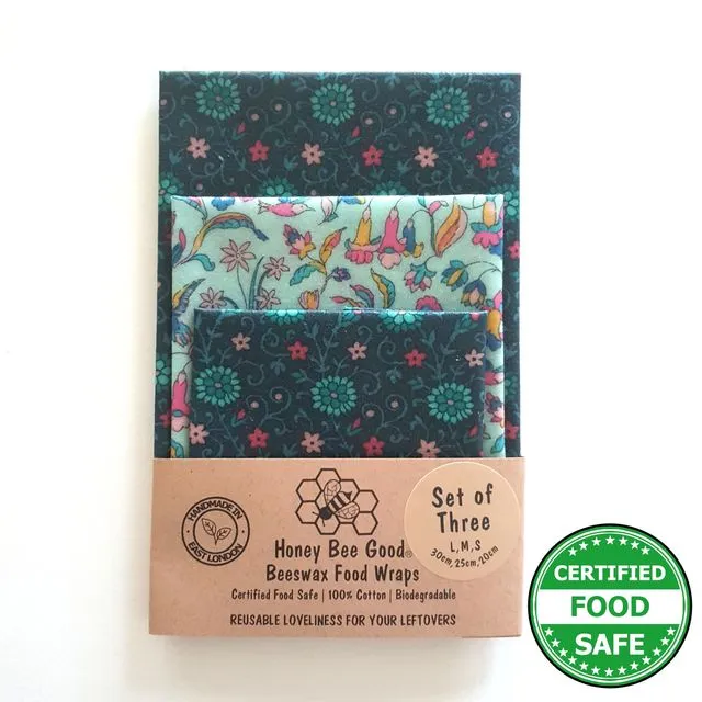 Made with Liberty Fabric 3 (L,M,S) Beeswax Wraps| Handmade in the UK | Manor