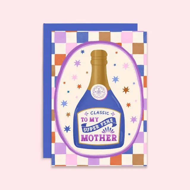 Super Fine Mother | Mother's Day Card | Checkered Pattern (Case of 6)
