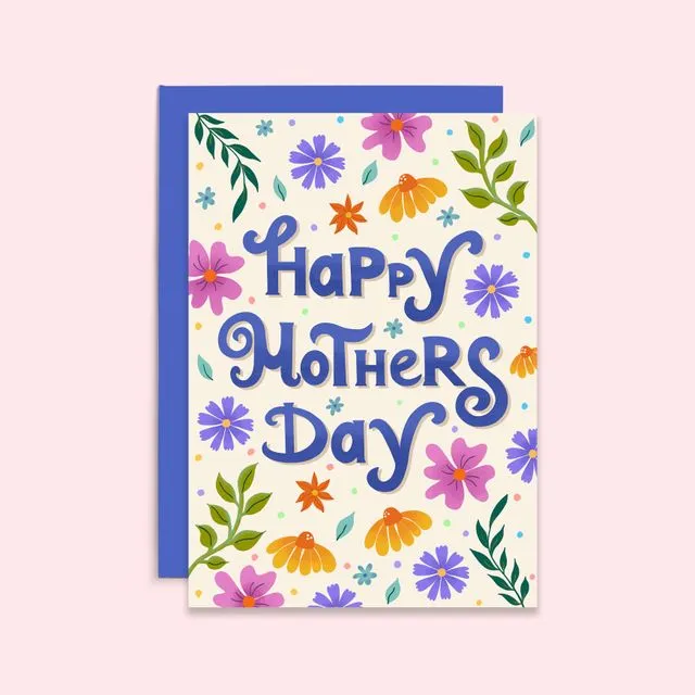 Happy Mother's Day Card | Hand Lettered Card | Flowers Card (Case of 6)