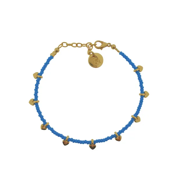 bracelet - hearts/sky blue beads