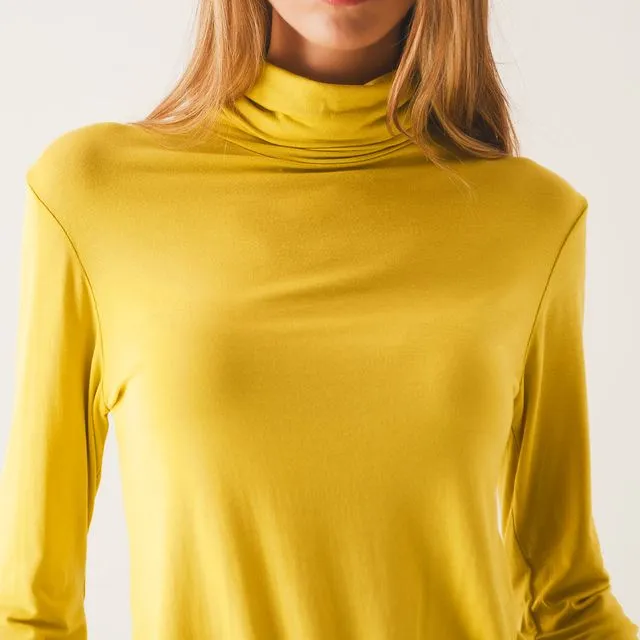 HIGH NECK LONG SLEEVE TOP IN MODAL LIME