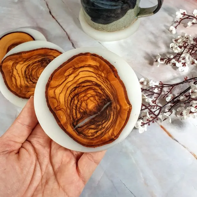 Wood and Resin Coasters - set of four (white)