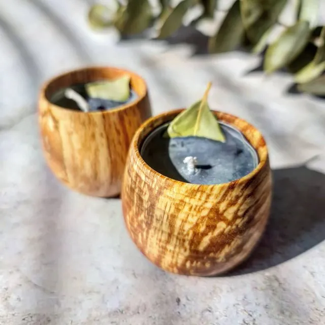 Wooden Tealight Holder - set of two (Spalted Beech)