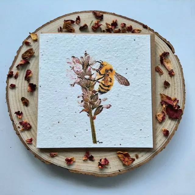Plantable Wildflower Card, Bee Design