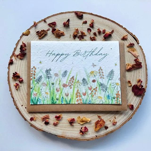Plantable Wildflower Card, Meadow Design