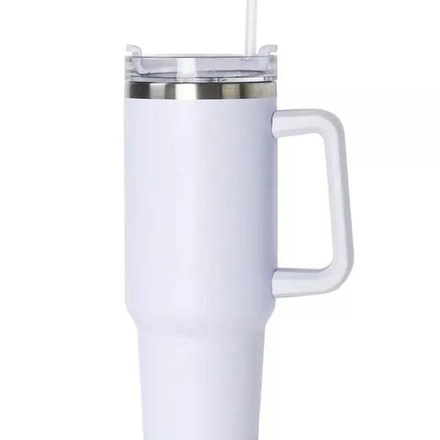 White 40oz Tumbler for hot and cold drinks