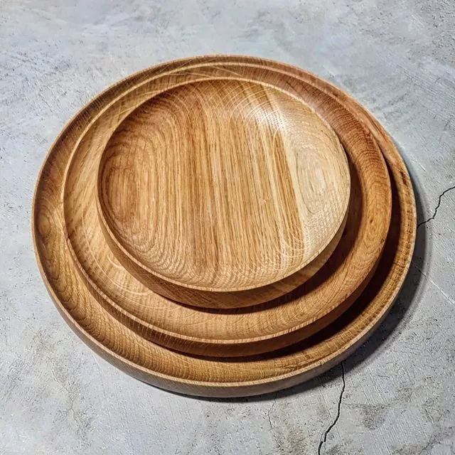 Wooden Nesting Plates - set of three (British Oak)