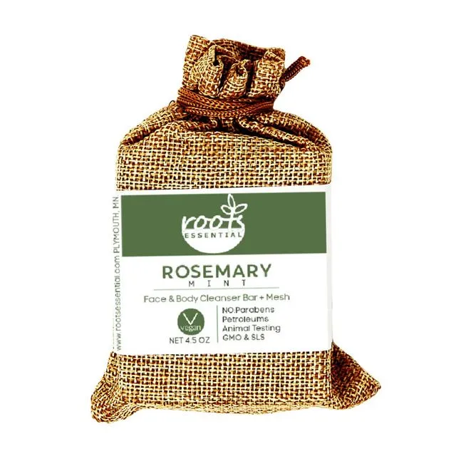 Rosemary FACE & BODY CLEANSER BAR + Mesch 4.5 OZ - PACK OF 5