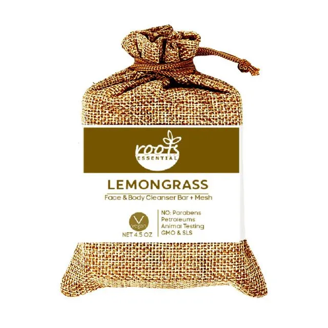 Lemongrass FACE & BODY CLEANSER BAR + Mesch 4.5 OZ - PACK OF 5