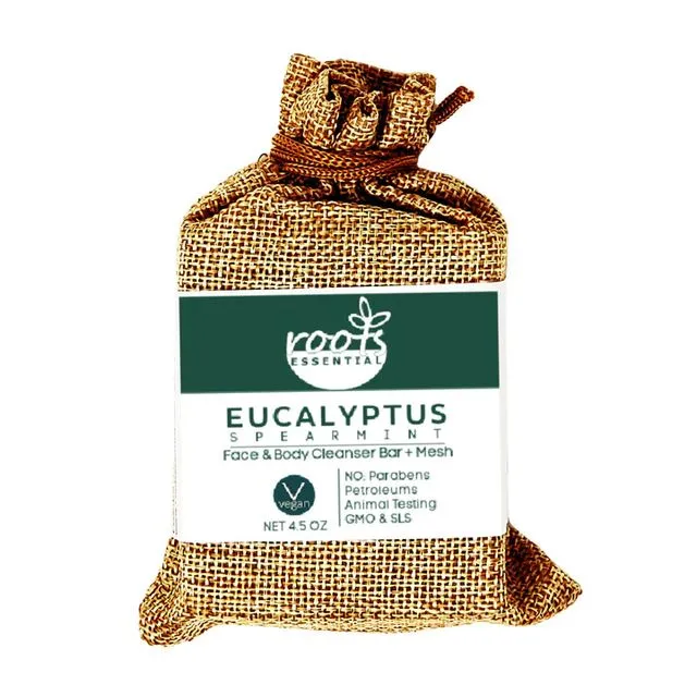 Eucalyptus Spearmint FACE & BODY CLEANSER BAR + Mesch 4.5 OZ - PACK OF 5