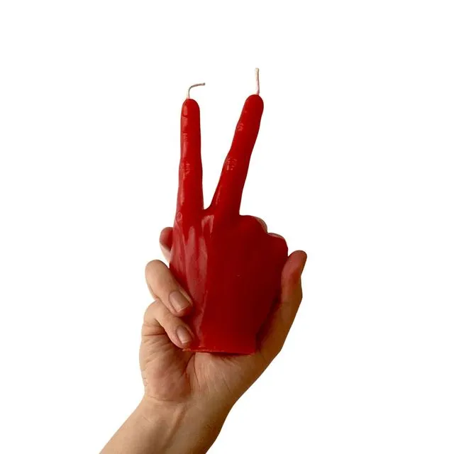 Red Hand candle - Peace symbol shape