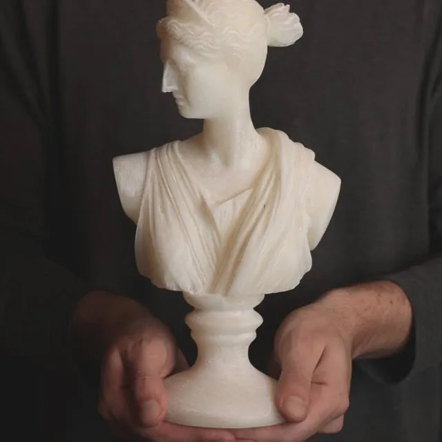 White Diana XL Greek Goddess Head Candle - Roman Bust Figure