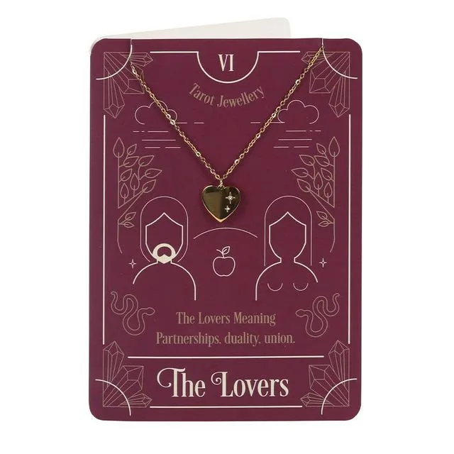 The Lovers Tarot Necklace on Greeting Tarot Card