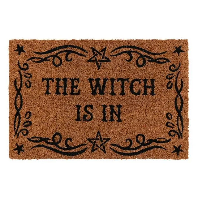 Natural 'The Witch Is In' Door Mat - Witchy Home Decor