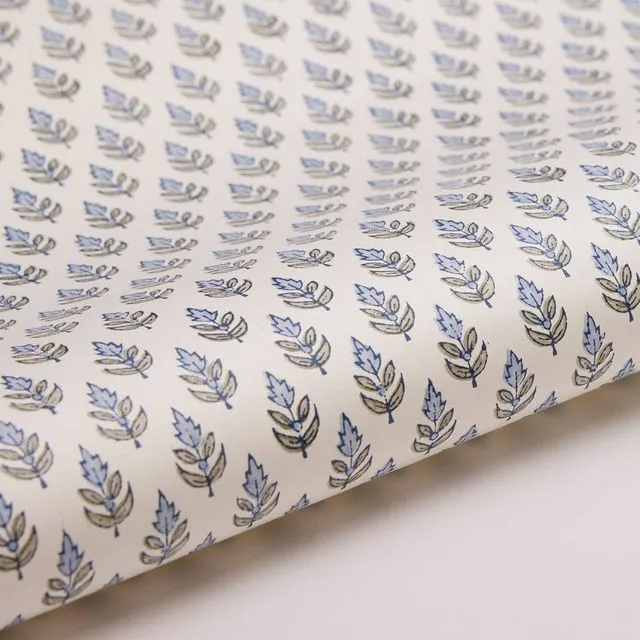 Hand Block Printed Gift Wrap Sheets - Buti Blue Stone - Pack of 15