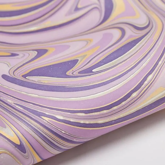 Hand Marbled Gift Wrap Sheets - Waves Imperial Purple - Pack of 15