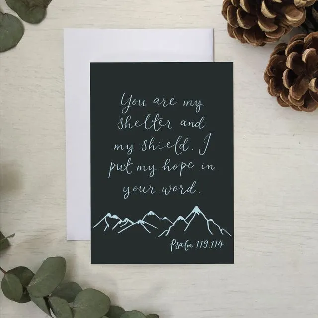 You are my shelter and shield Christian scripture greeting card