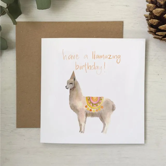 Have a llamazing birthday llama pun card