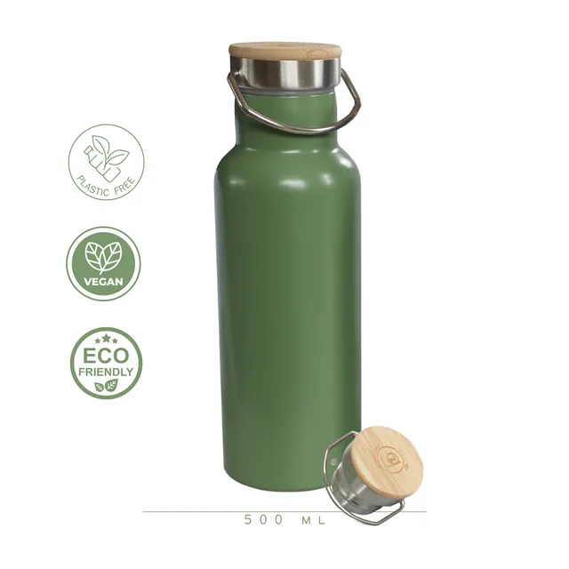 Thermos Stainless Steel and Bamboo | Green