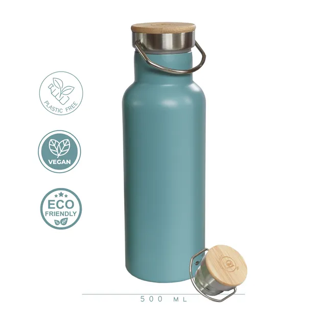 Thermos Stainless Steel and Bamboo | Blue