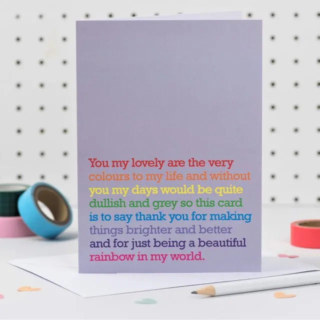 'The Very Colours To My Life': Rainbow Card For Friend