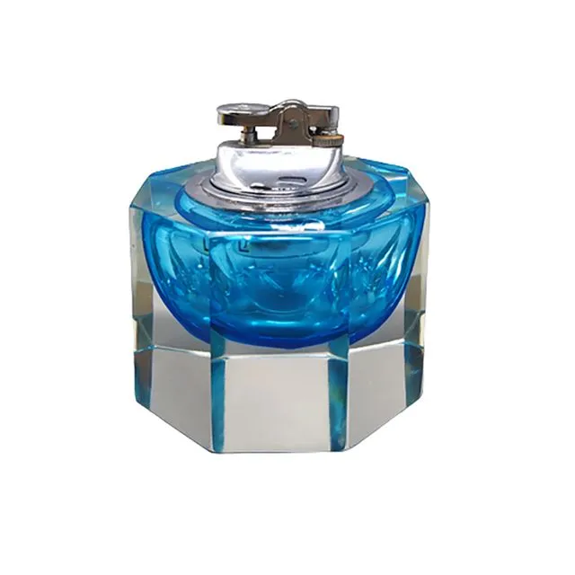 1960s Stunning Octagonal Blue Table Lighter in Murano Sommerso Glass By Flavio Poli for Seguso