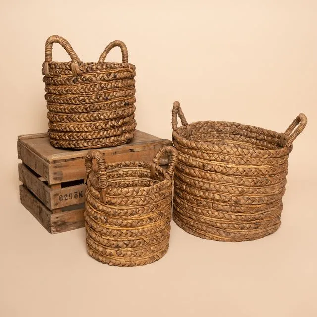 Waterhyacinth kepang basket set of 3