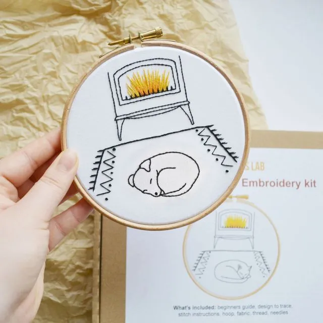 5" Dog & Log Burner Embroidery Kit