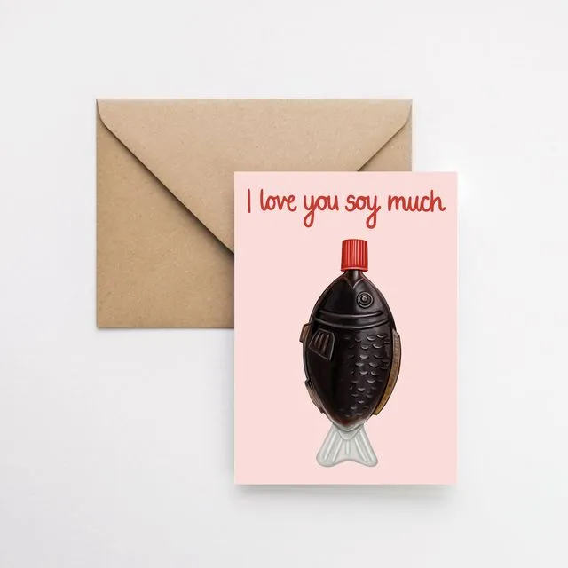 Love you soy much - love romantic A6 greeting card with brown Kraft envelope