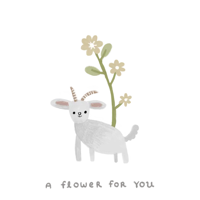 A Flower for You - Little Goat A6 Greeting Card