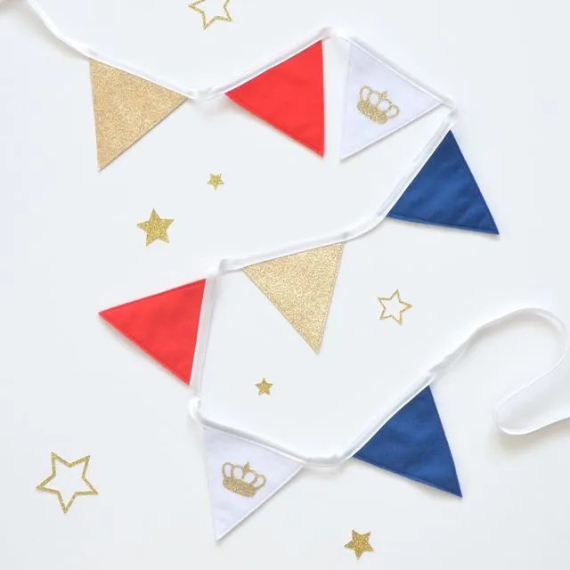 Red White & Blue Crown Bunting | Coronation Decorations