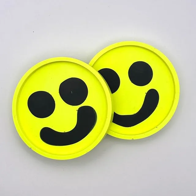 Coaster Set - Smiley - Yellow Neon