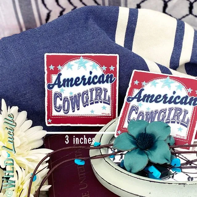 American Cowgirl - Patriotic Western Vinyl Decal Stickers