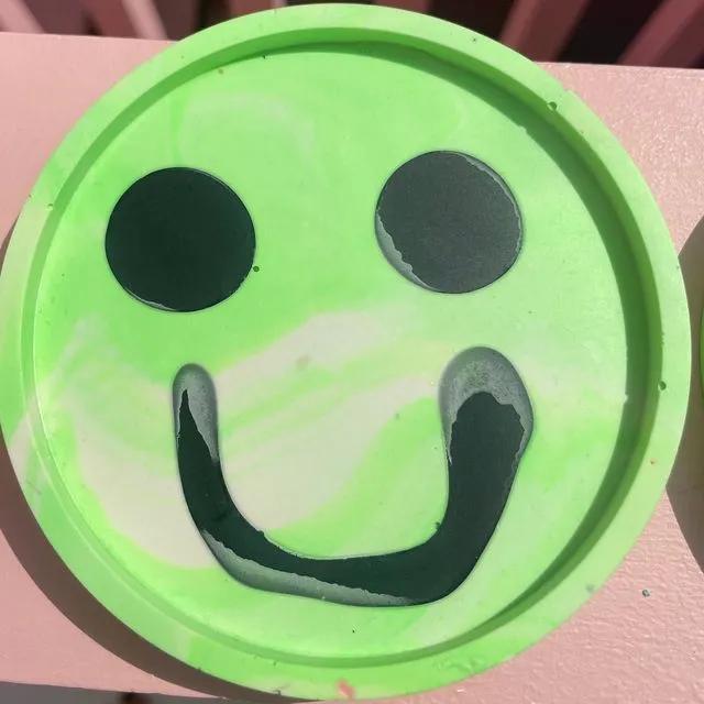 Coaster Set - Smiley - Neon Green