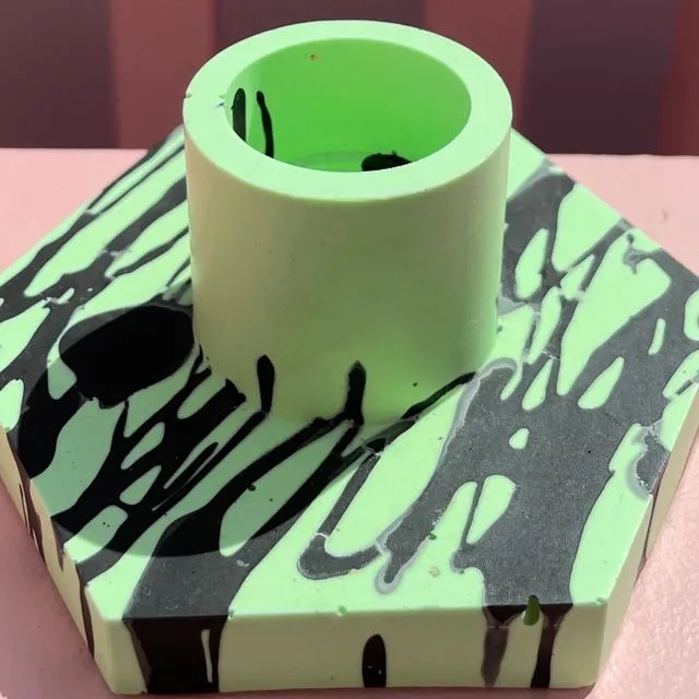 Candle holder - Graffiti - Black and Green