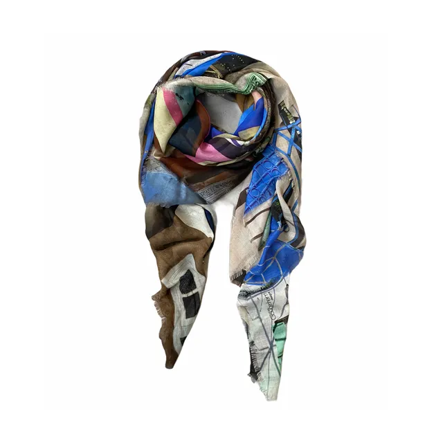 Silk and Modal Scarf - 27 Places Blue