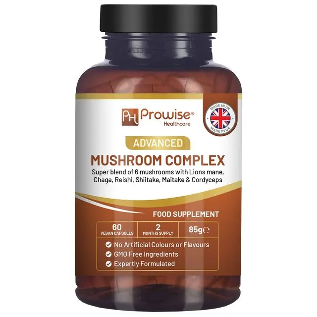 Advanced Mushroom Complex | A super blend of 6 Mushrooms 60 Vegan Capsules | Made in UK