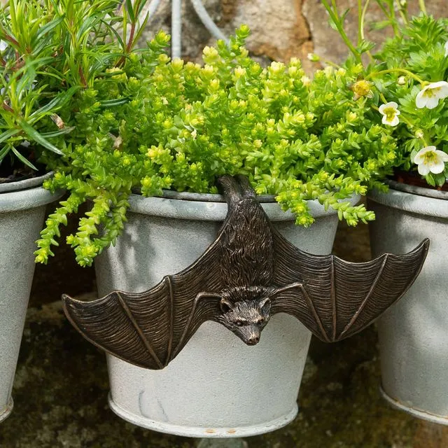 Antique Bronze Coloured Bat Pot Buddy Pot Hanger