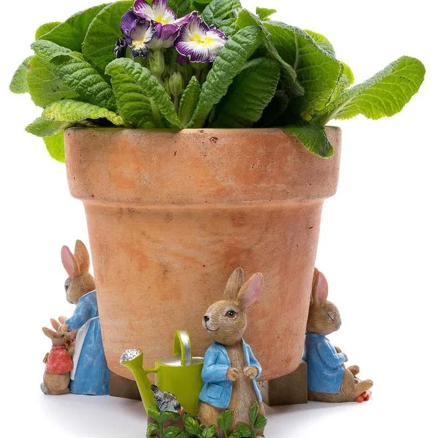 Beatrix Potter Peter Rabbit Plant Pot Feet - Set of 3 - Peter Sleeping, Peter With Watering Can, Mrs. Rabbit With Flopsy, Mopsy & Cottontail