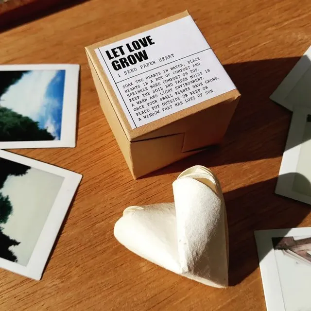 'Let love grow' seed paper single heart box